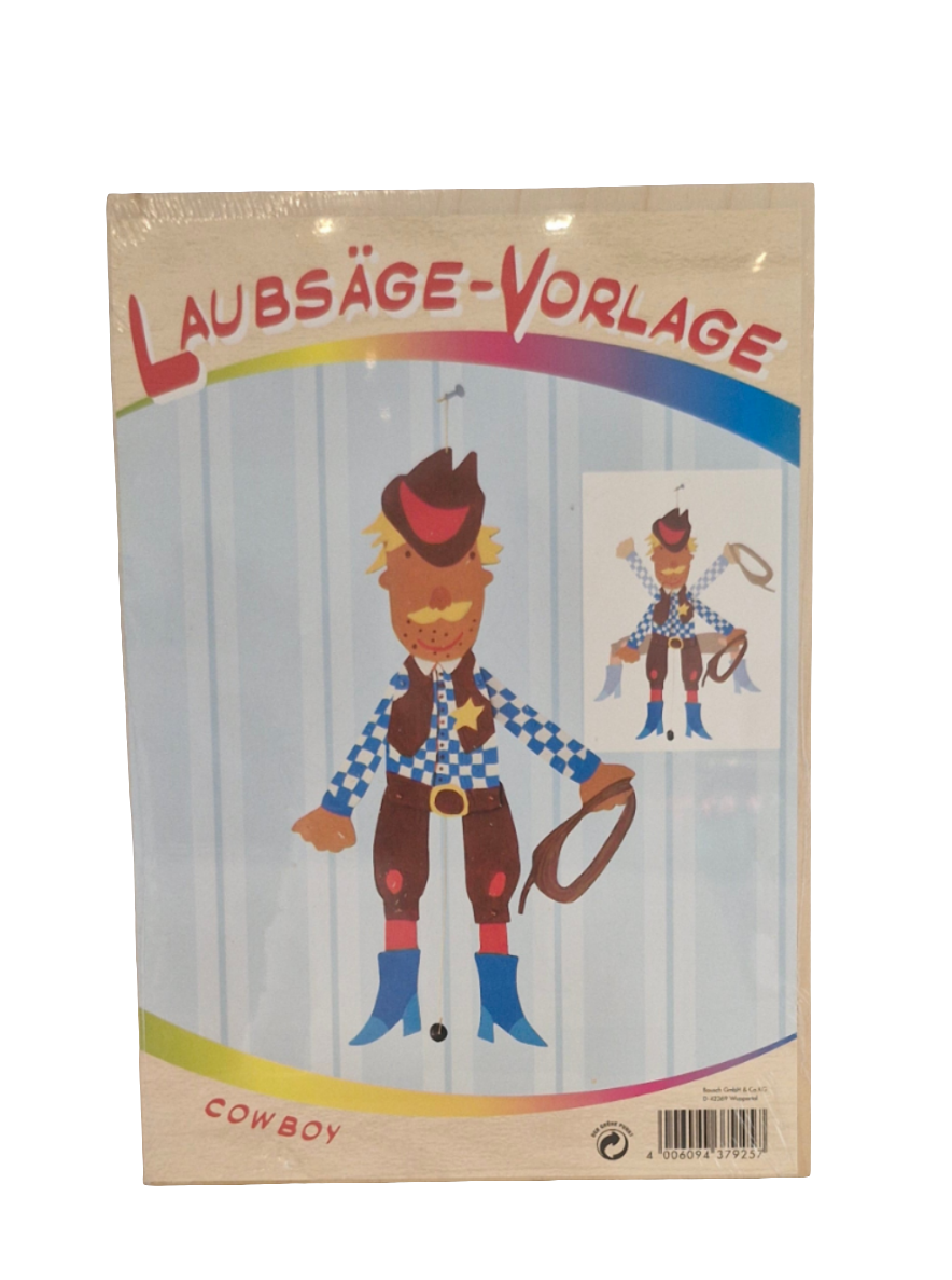 Kreativität - Basteln - Laubsägevorlage - Hampelmann Cowboy - Holz ca Din A4 Original verpackt