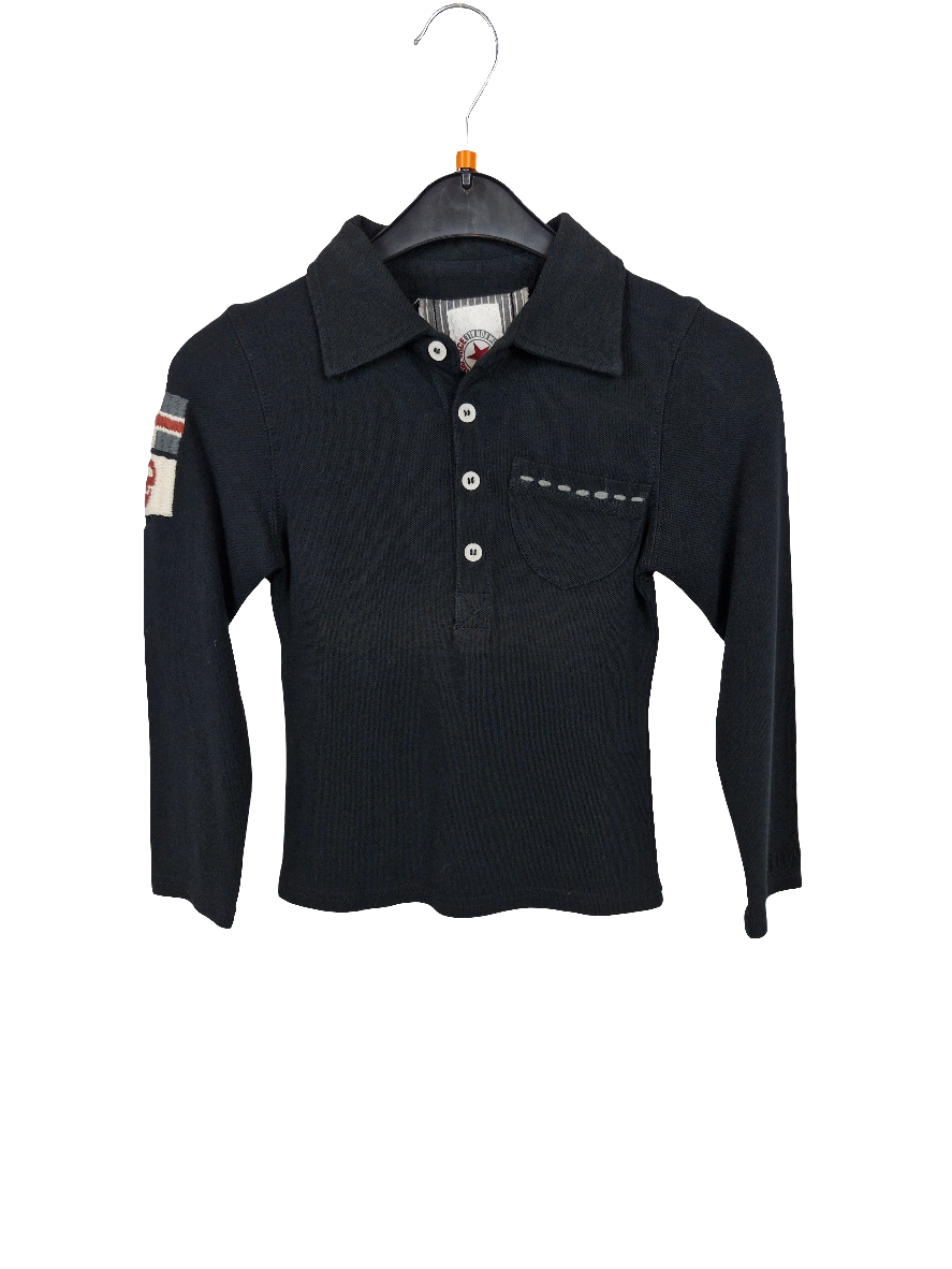 Langarm - Polo - Airforce - 128 - schwarz mit Applikation am Ärmel siehe Bild - mit Original-Etikett