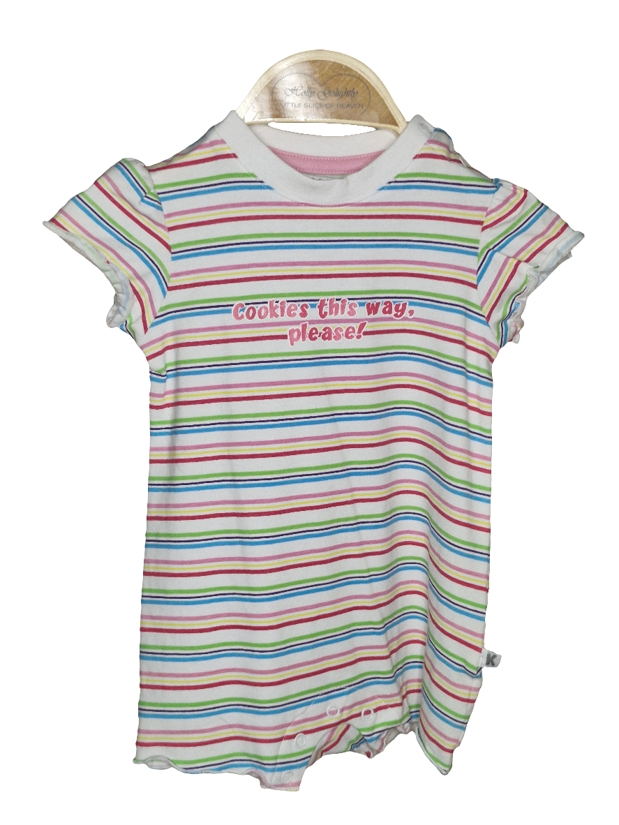 Spieler - Kanz - kurzarm - 74/80 - bunt/weiß - Neuware - gestreift - Schrift - Girl mit Original-Etikett