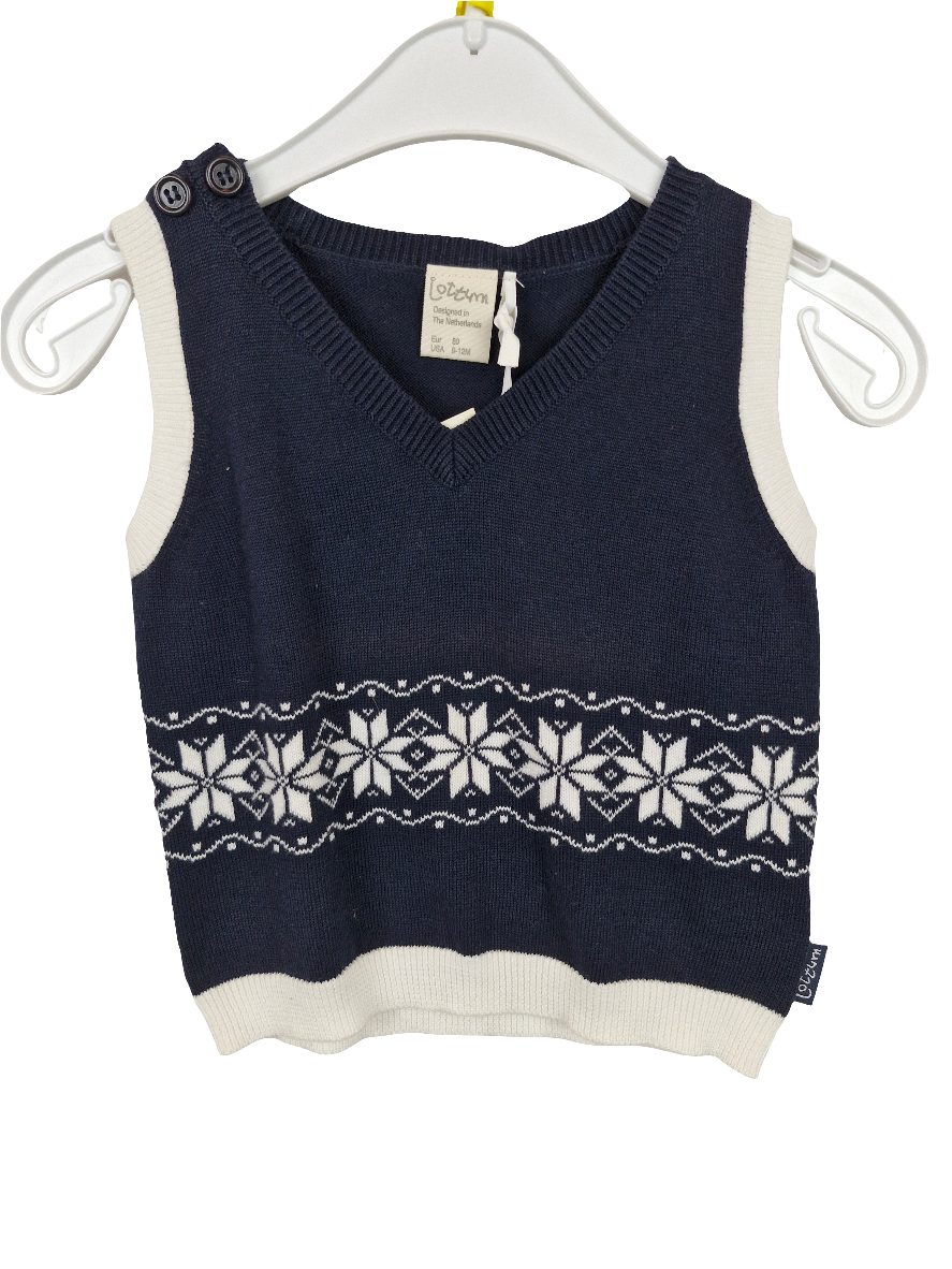 Pullunder - jottum - 80 - dunkelblau/weiß - V-Neck - Strick - - mit Original-Etikett