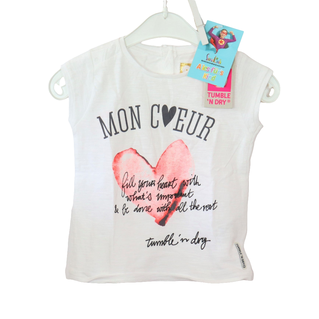 T-Shirt - Tumble`n Dry - 80 - weiß - bedruckt - Herz - Girl - sehr guter Zustand mit Original-Etikett
