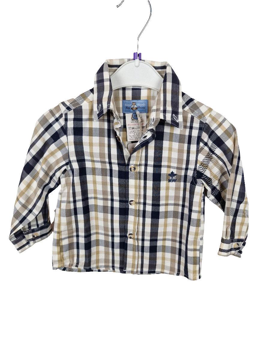 Hemd - River Woods - langarm - Button down - 86 - ocker/schwarz/weiß - kariert - mit Original-Etikett