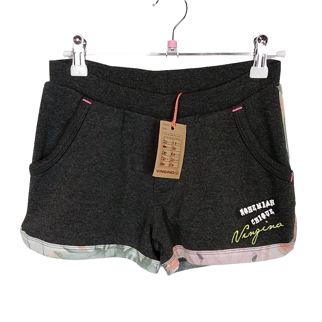 Hose - Vingino - kurz - 134/140 - dunkelgrau - Schrift - Sweat - mit Original-Etikett