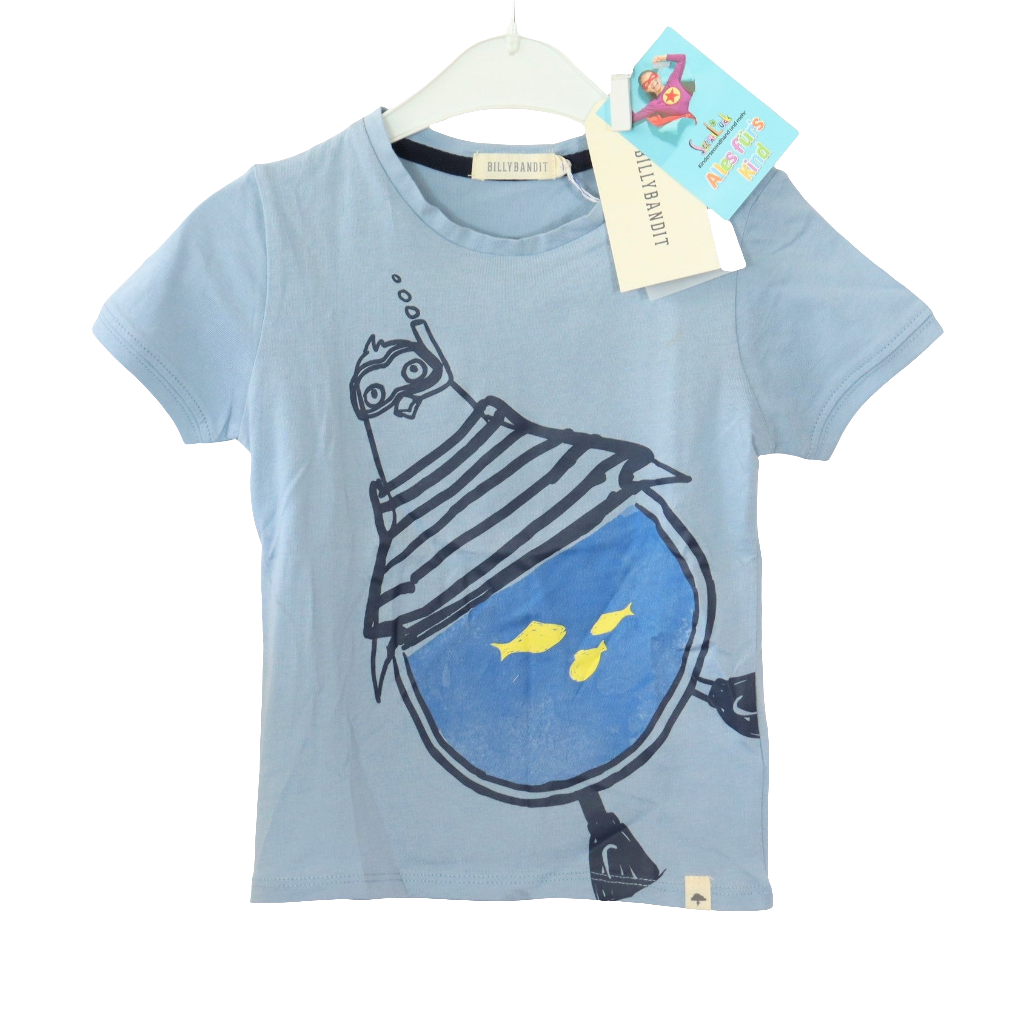 T-Shirt - Billy Bandit - 92 - hellblau - bedruckt - mit Original-Etikett - sehr guter Zustand mit Original-Etikett