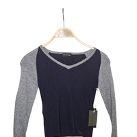Pullover - ELSY - 128 - blau/grau - V-Neck - Angora - mit Original-Etikett