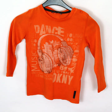 Langarm - DKNY Baby - 98 - orange - Motiv - U - Boy - sehr guter Zustand