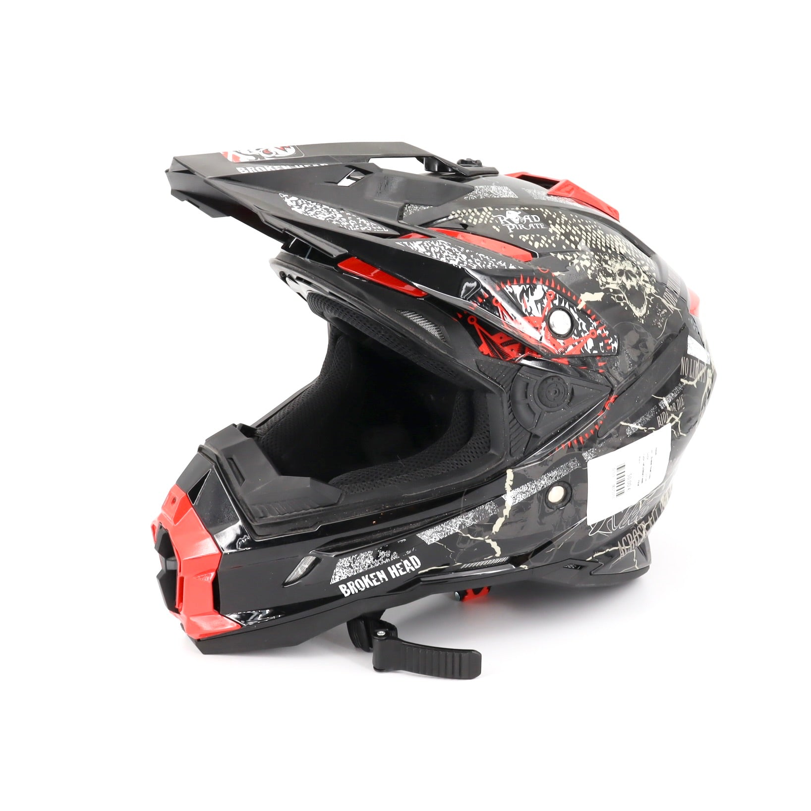 Motorcross-Helm - Broken Head Cross - 55-56 - rot/schwarz/weiß - Pirat - sehr guter Zustand
