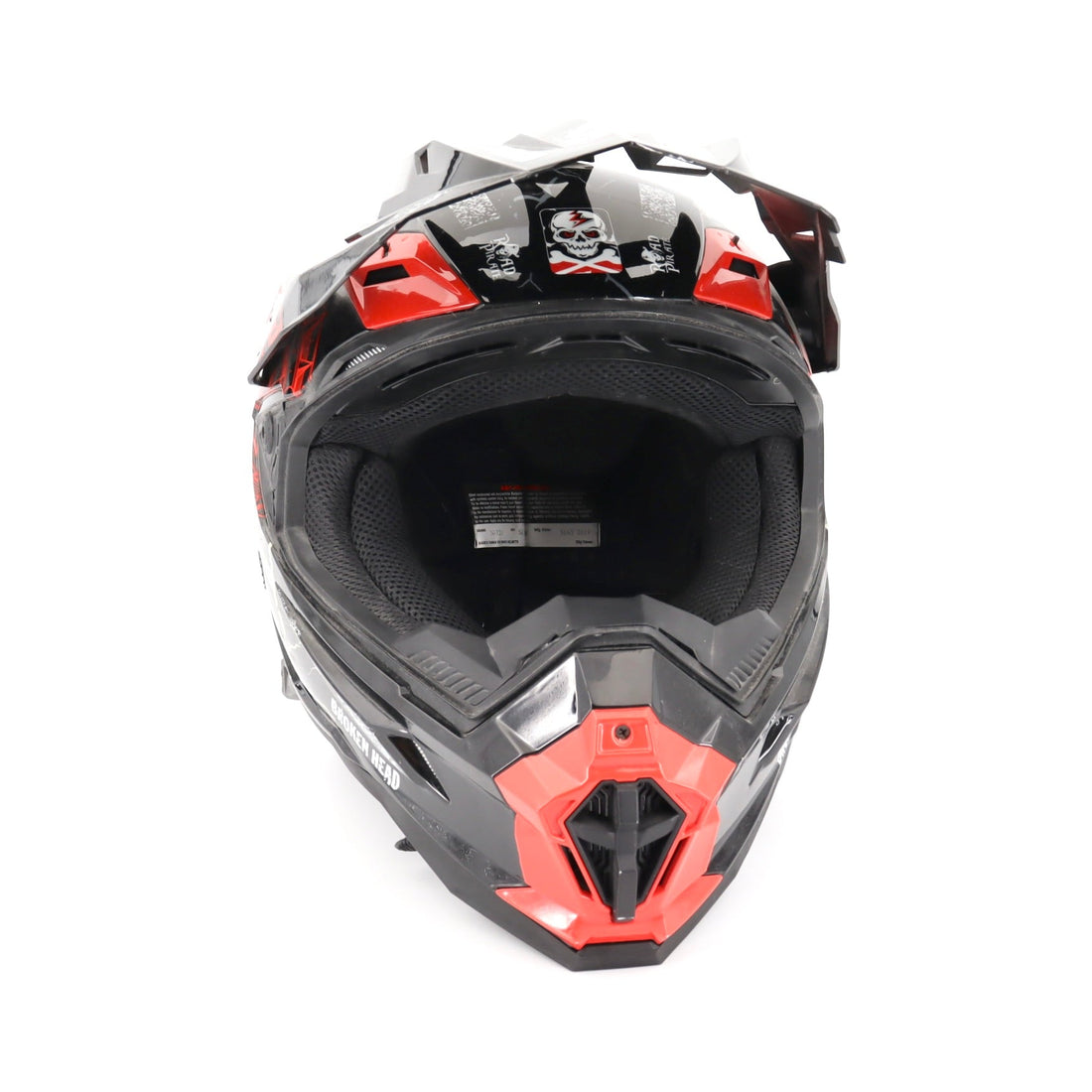 Motorcross-Helm - Broken Head Cross - 55-56 - rot/schwarz/weiß - Pirat - sehr guter Zustand
