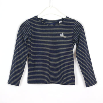 Langarm-Shirt - Okaidi - 104 - dunkelblau, gestreift - Sehr guter Zustand