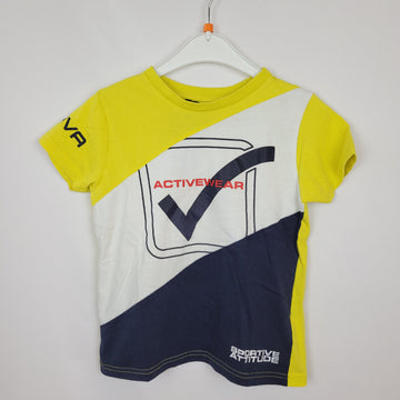 T-Shirt Givova  110 gemustert Weiss und Gelb Zustand Sehr gut