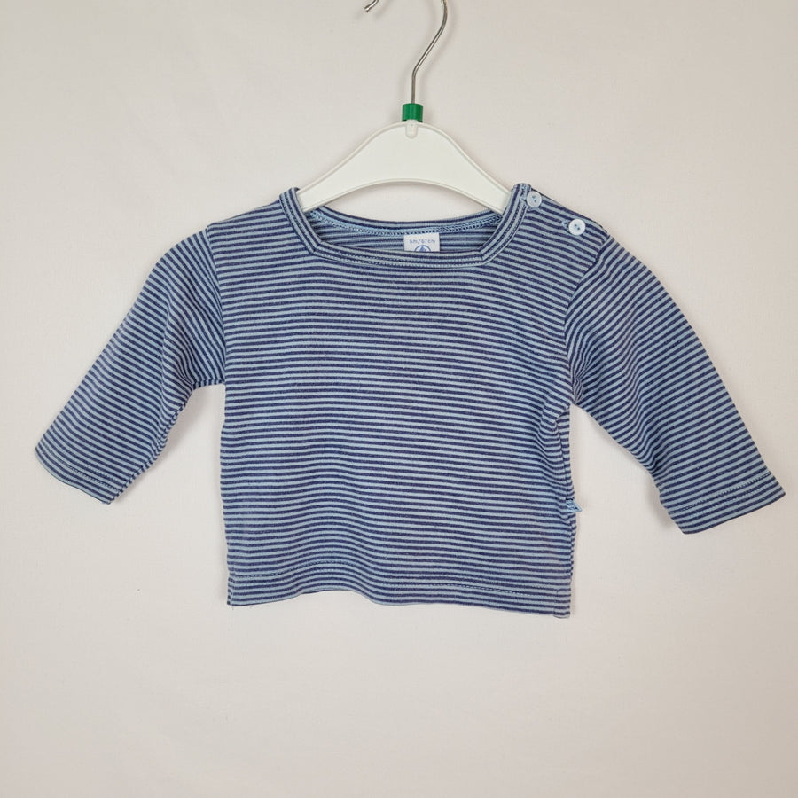 Langarmshirt Petit Bateau  68 weiß-blau gestreift Zustand Sehr gut