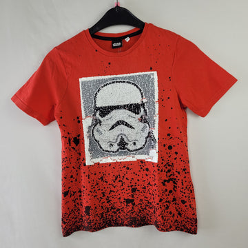 T-Shirt Star Wars 134-140 Rot schwarzer  gemustert  Zustand Gut