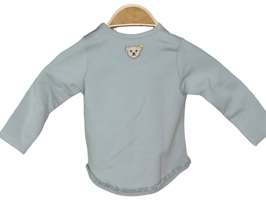 Pullover - Steiff - langarm/Rüschen am Bund - 74 - lindgrün - Girl mit Original-Etikett