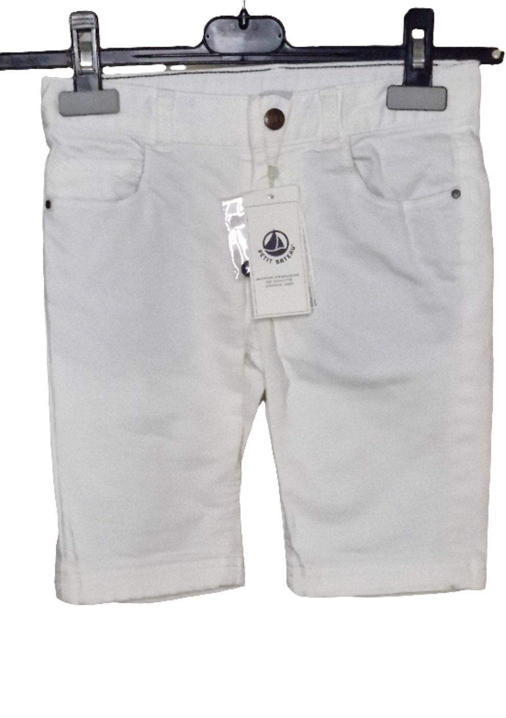 Hose - Petit Bateau 110 Bermudas weiß Jeans mit Original-Etikett