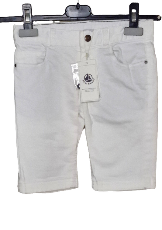 Hose - Petit Bateau 110 Bermudas weiß Jeans mit Original-Etikett