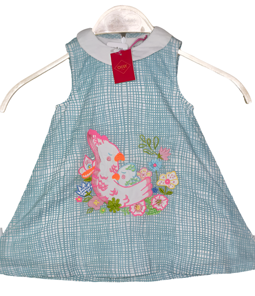 Kleid - Oilily - 80 - türkis/weiß - ohne Ärmel - kariert - mit Original-Etikett