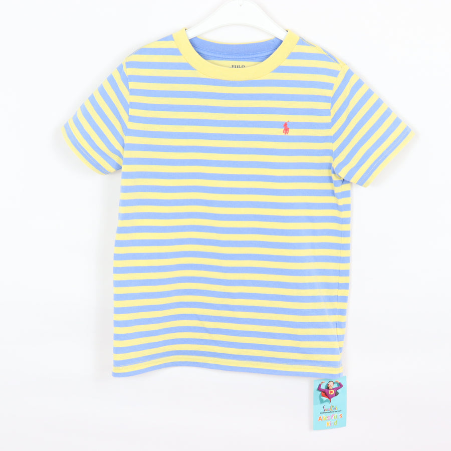 T-Shirt - Polo Ralph Lauren - 134 - Blau, Gelb, gestreift -  - Guter Zustand