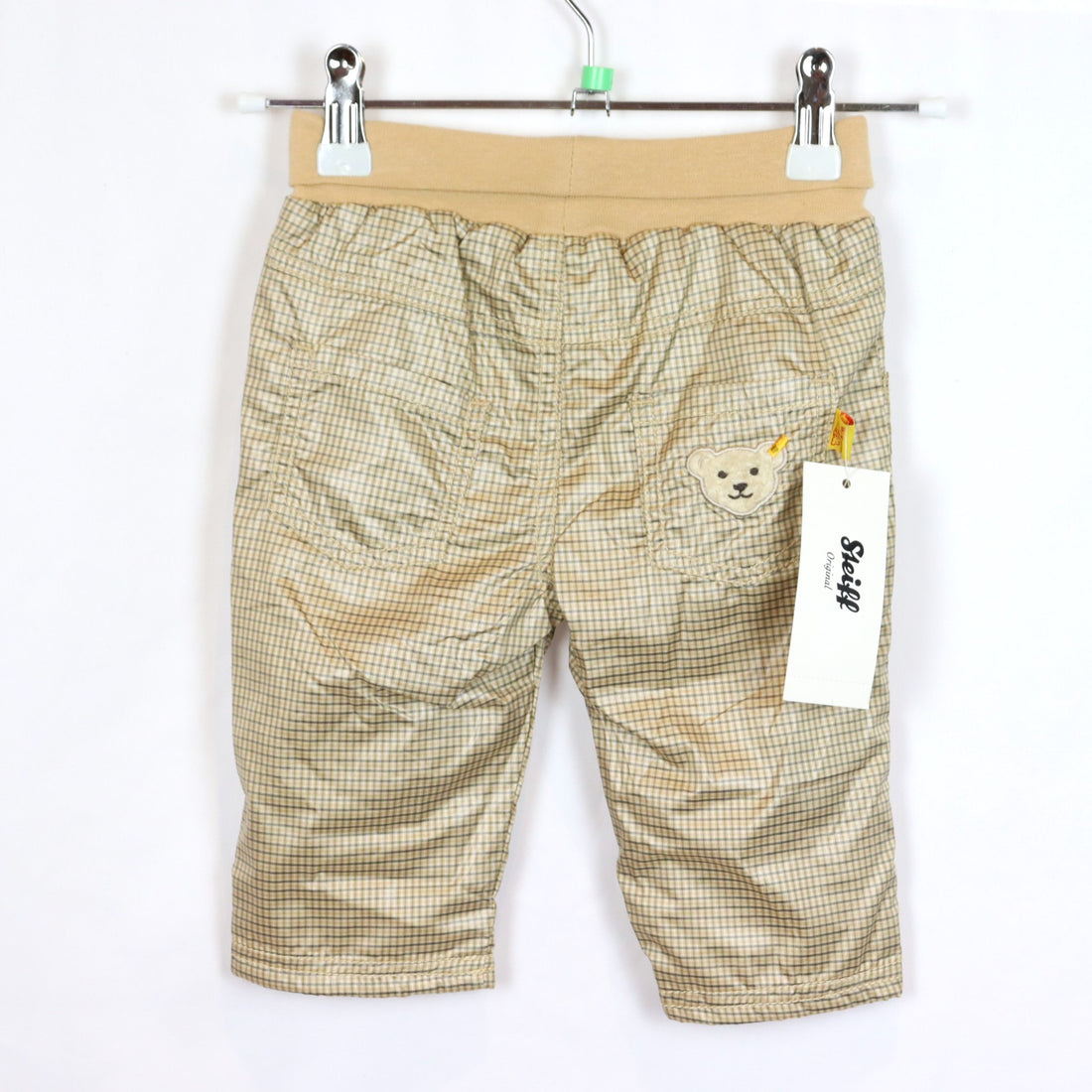 * Hose - Steiff - gefüttert/lang - 68 - beige/grau - kariert