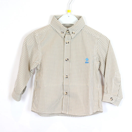 Hemd - River Woods - langarm - Button down - 80 - hellbraun/weiß - kariert - mit Original-Etikett