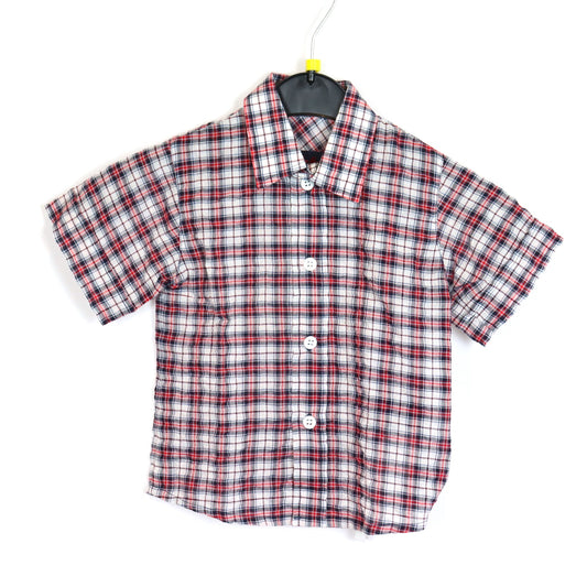 Hemd - Käthe Kruse - kurzarm - 74 - blau/rot/weiß - kariert - mit Original-Etikett