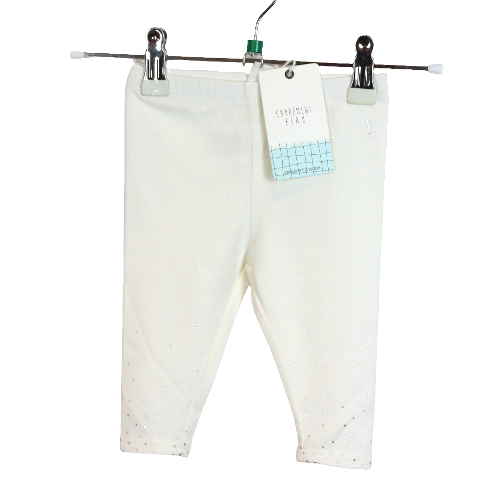 Hose - Carrément Beau - Legging - 62-68 - weiß - mit Glitzer Steinen mit Original-Etikett