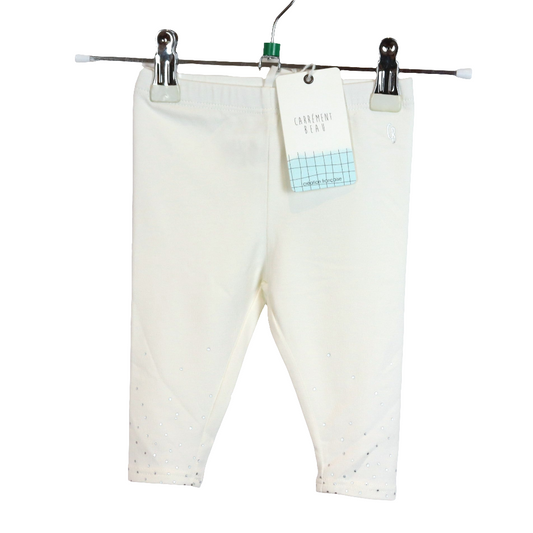 Hose - Carrément Beau - Legging - 62-68 - weiß - mit Glitzer Steinen mit Original-Etikett