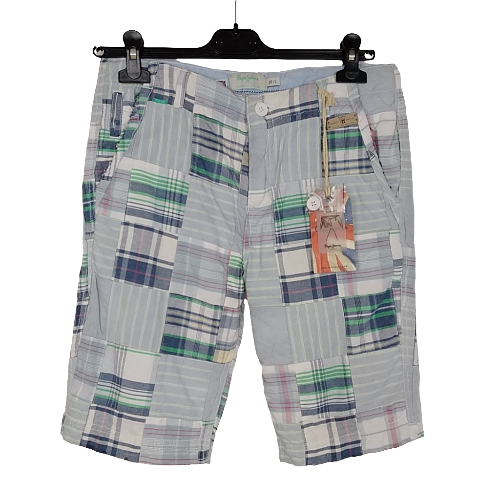 Hose - Pepe Jeans Bermudas  - 158/164 - grün/hellblau/weiß - kariert - mit Original-Etikett