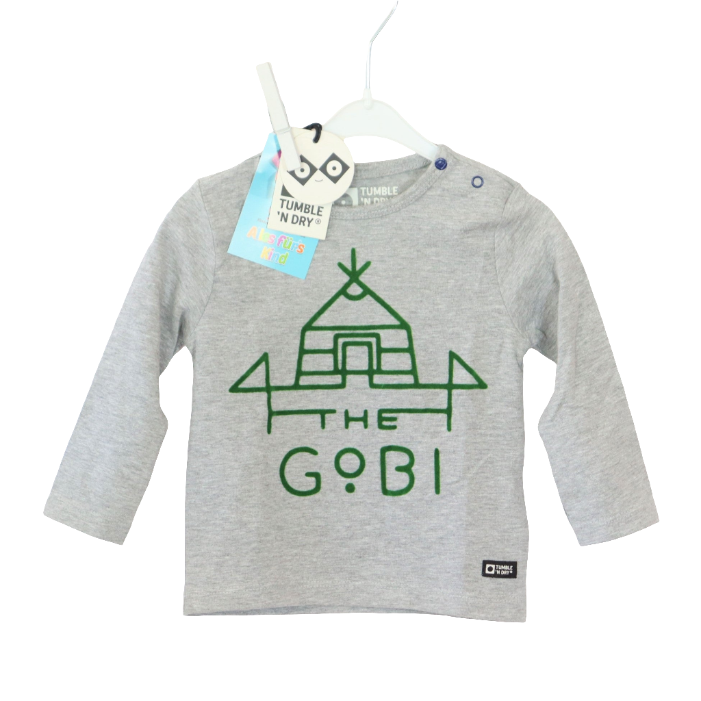 Langarm - Tumble `N Dry - 68 - grau - grün bedruckt - mit Original-Etikett - sehr guter Zustand