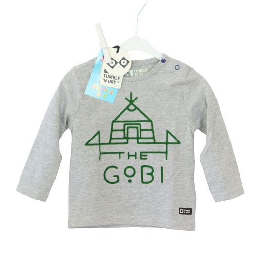 Langarm - Tumble `N Dry - 68 - grau - grün bedruckt - mit Original-Etikett - sehr guter Zustand