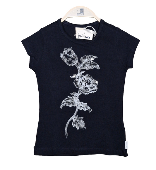 T-Shirt - jottum - 110/116 - blau - Blume - mit Original-Etikett