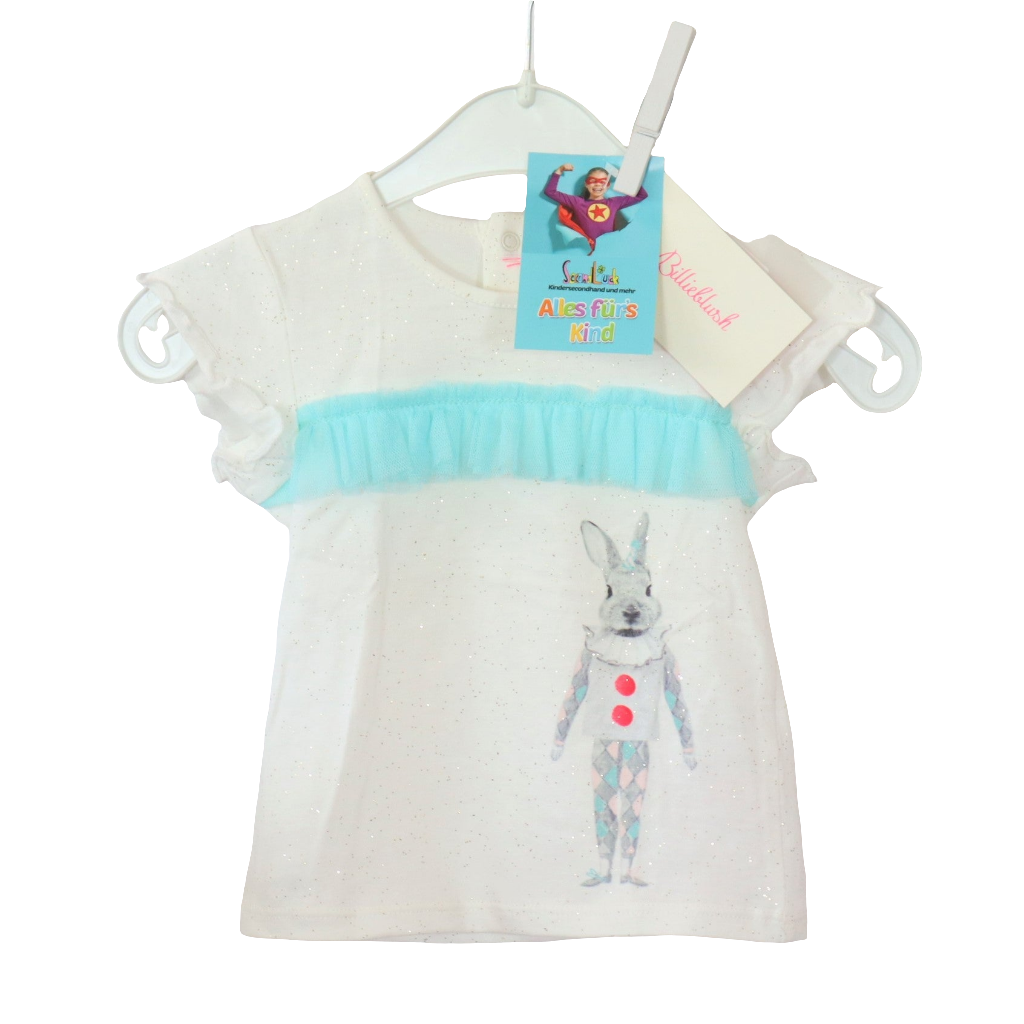 T-Shirt - Billieblush - mit Glitzer - 80 - weiß - bedruckt - Girl - sehr guter Zustand mit Original-Etikett