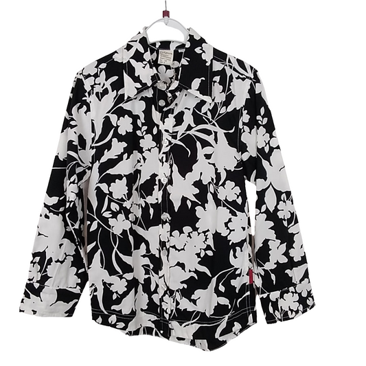 Hemd langarm -  Jottum - 128 - schwarz/weiß - Blumen - mit Original-Etikett