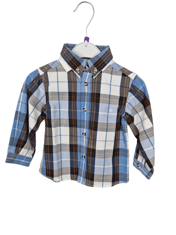 * Hemd - River Woods - langarm - Button down - 86 - blau/braun/weiß - kariert