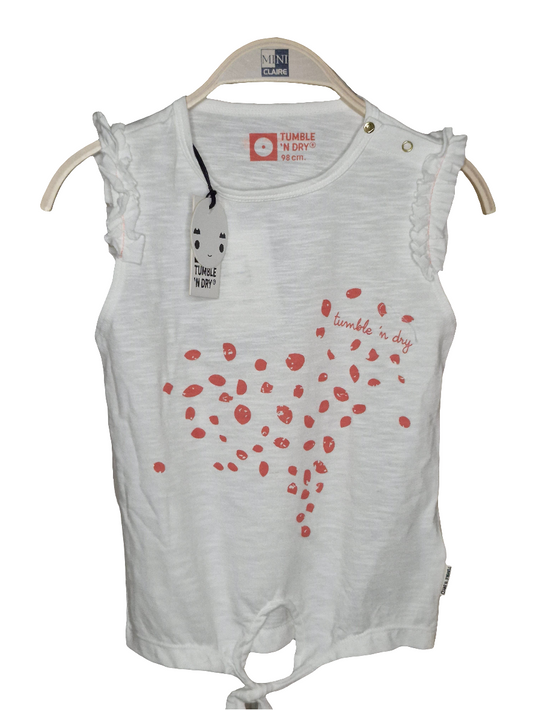 Top - Tumble`n Dry - 98 - weiß - bedruckt/geraffte Ärmel - mit Original-Etikett mit Original-Etikett
