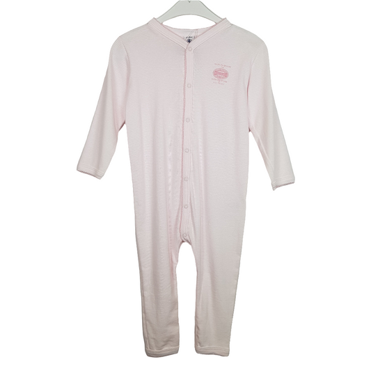 Strampler - Petit Bateau - Einteiler ohne Fuß - 86 - rosa/weiß - geringelt - mit Original-Etikett