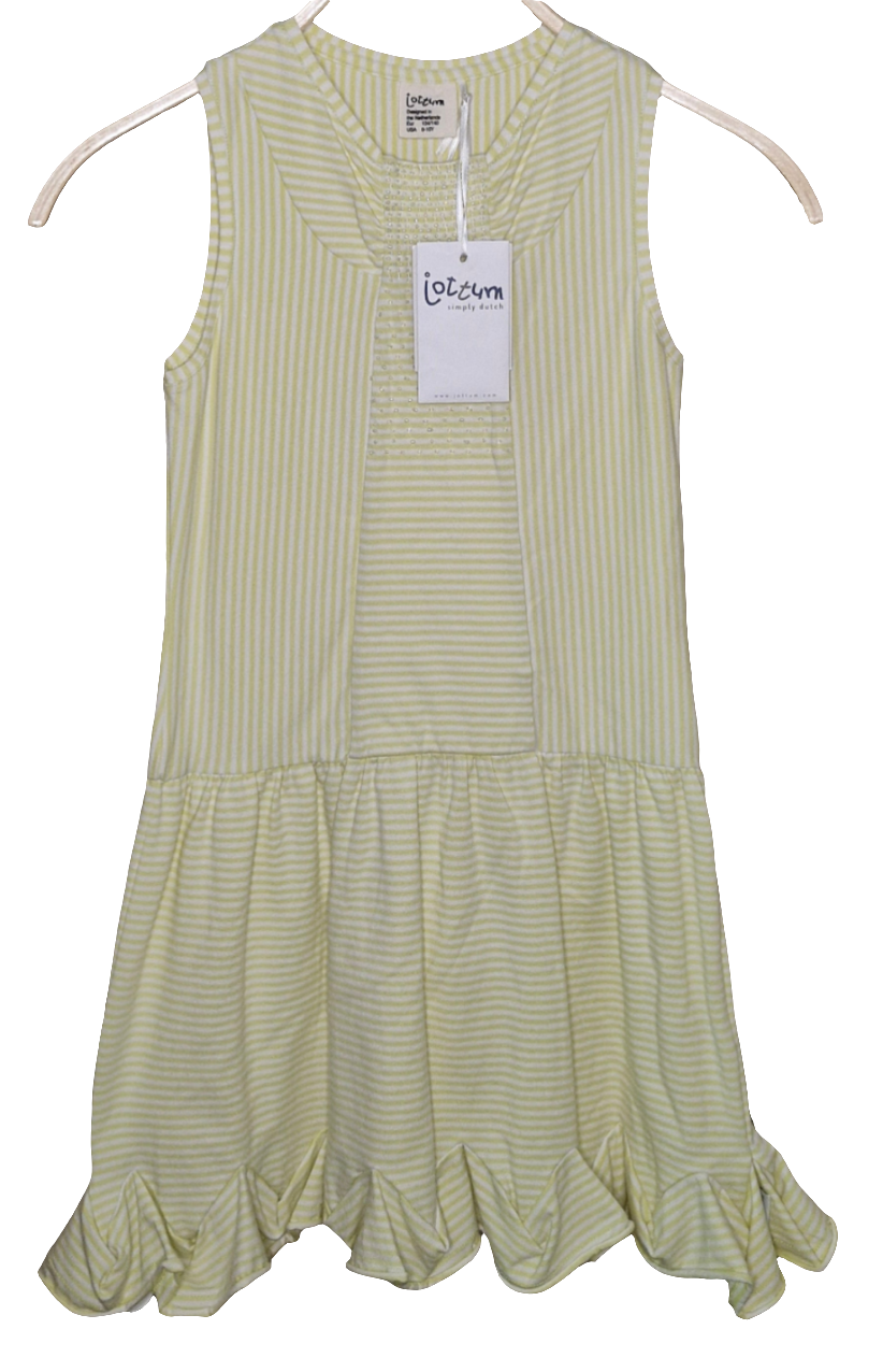 Kleid - Jottum - 134/140 - gelb/weiß - mit Perlen - gestreift - mit Original-Etikett