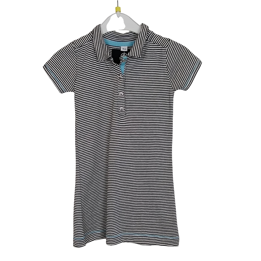 Kleid - Petit Bateau - 80 - blau/weiß - knielang - Strand - geringelt - mit Original-Etikett