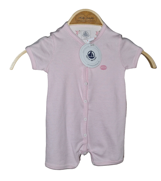 Spieler - Petit Bateau - kurzarm - 68 - rosa/weiß - geringelt - mit Original-Etikett
