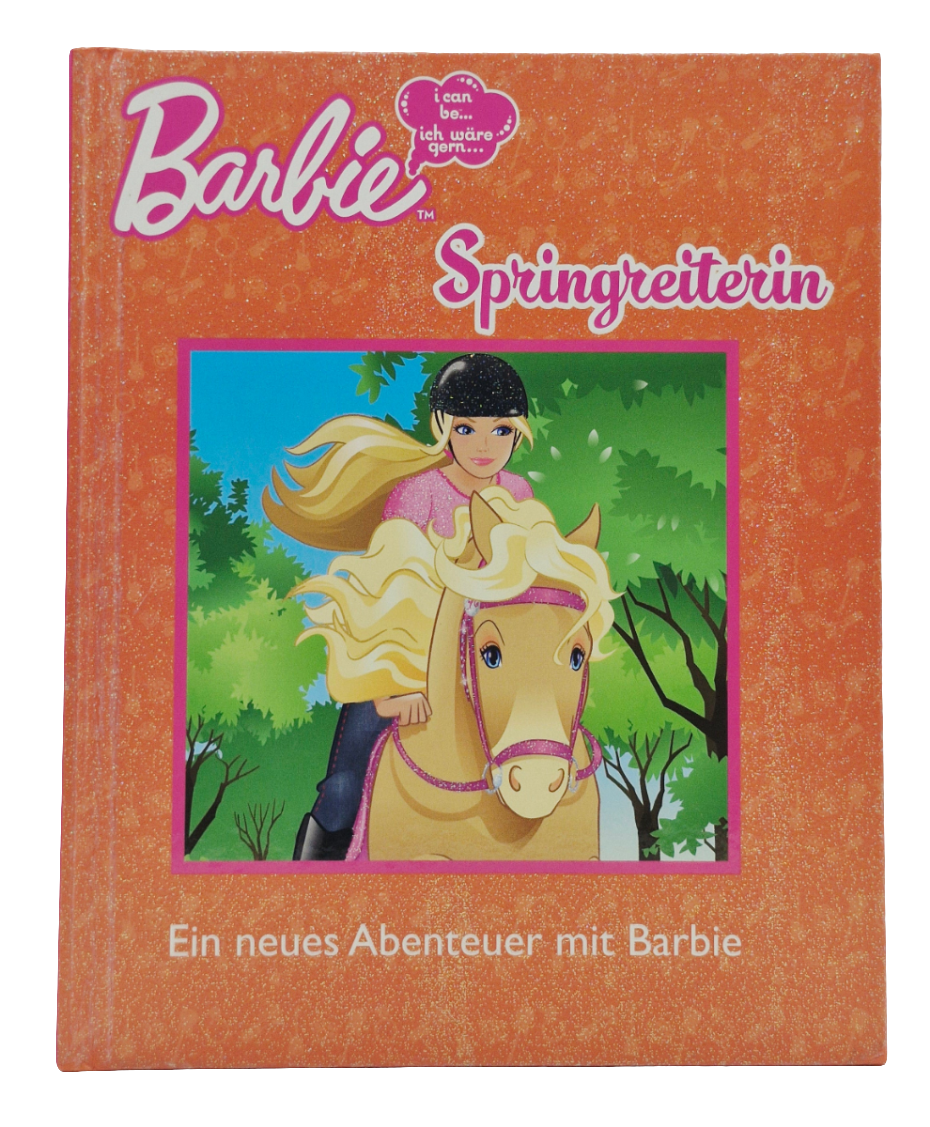 Grundschul-Buch -   Barbie ich wäre gerne Springreiterin - sehr guter Zustand mit Glitzer