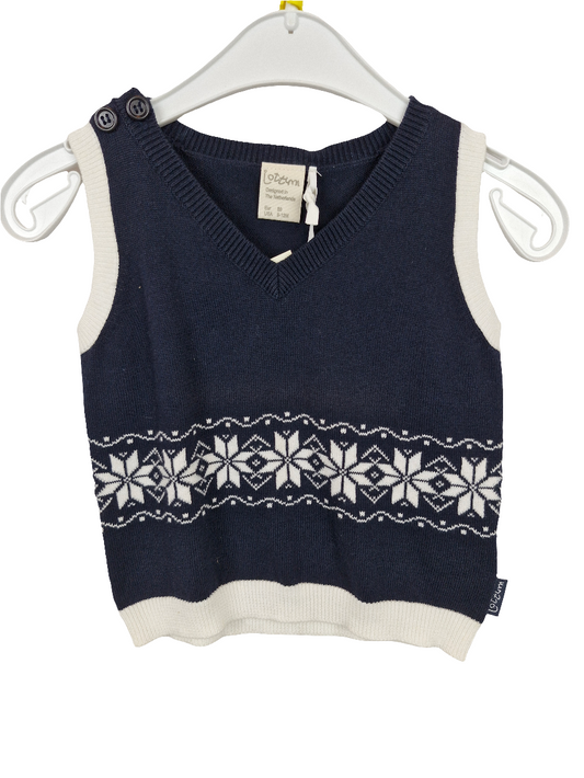 Pullunder - jottum - 80 - dunkelblau/weiß - V-Neck - Strick - - mit Original-Etikett