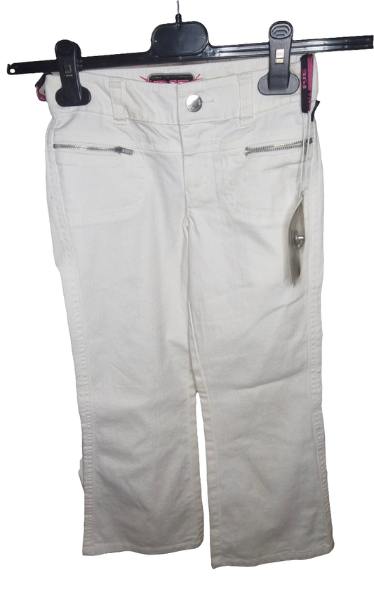 Hose - PJE - lang - 128 - weiß - mit Schlag und  Original-Etikett