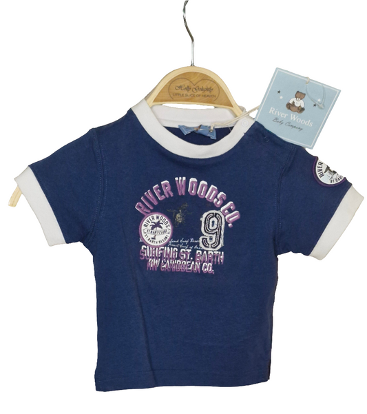 T-Shirt - River Woods - 74 - blau - Schrift - Boy mit Original-Etikett