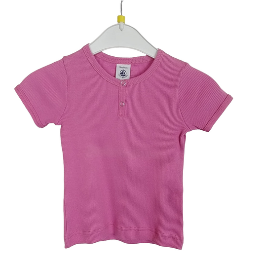 T-Shirt - Petit Bateau - 80 - rosa - Feinripp - mit Original-Etikett