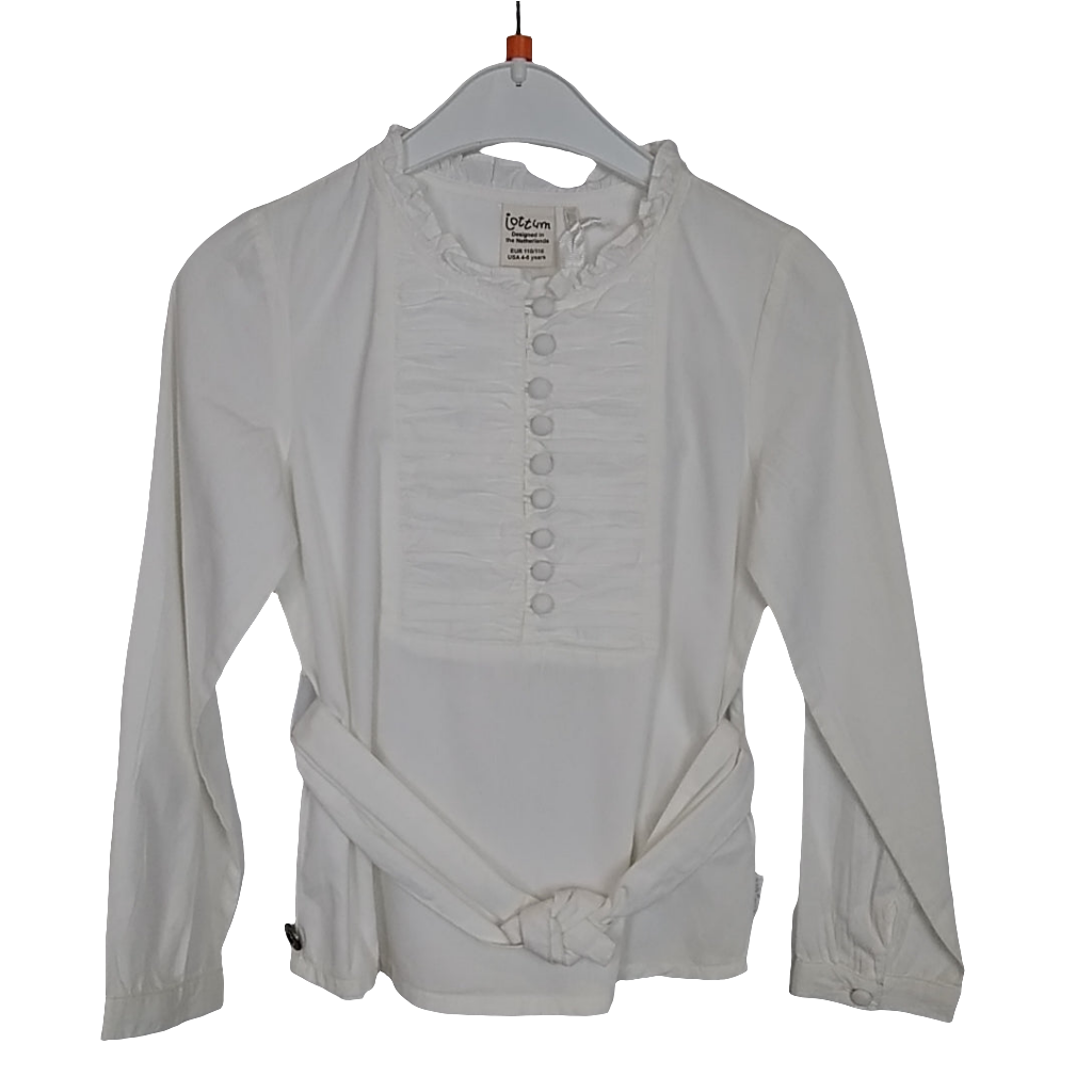 * Bluse - Jottum - langarm - 110/116 - creme - mit Gürtel