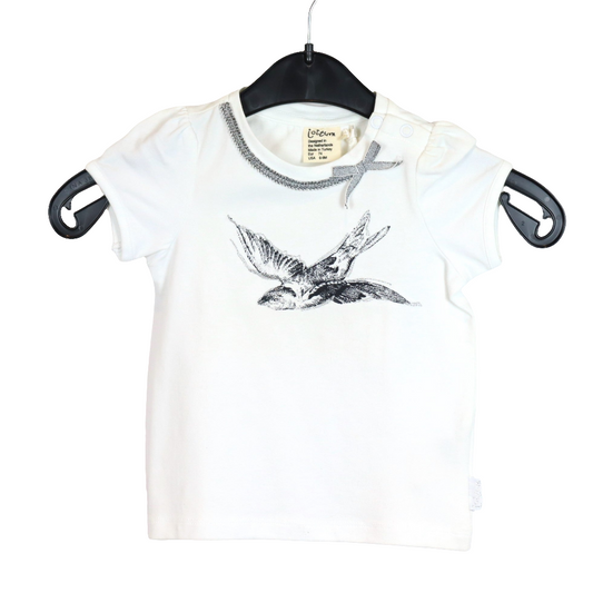 T-Shirt - jottum - 74 - weiß - mit Schleife - Vogel - mit Original-Etikett