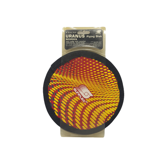 Frisbee Flying Disc Sunflex Rot mit gelben Akzenten mit Original Verpackung