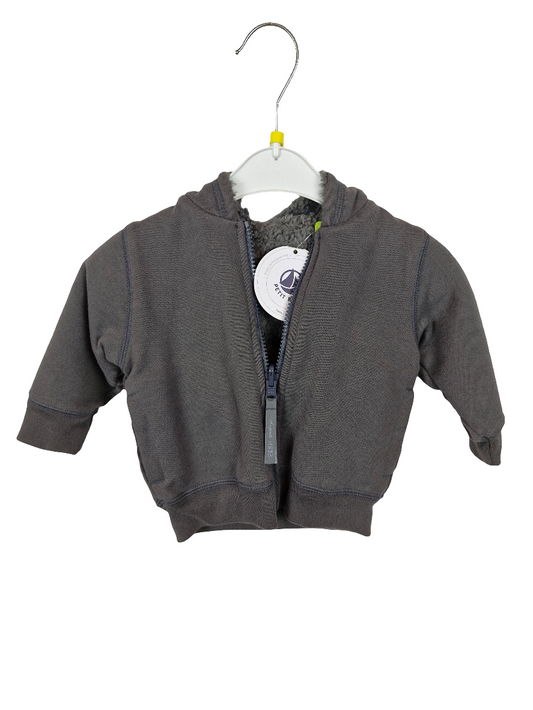 Jacke - gefüttert- Petit Bateau - Zip  74 - grau - mit Original-Etikett