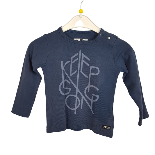 Langarm - Tumble'n Dry - 74/80 - dunkelblau - bedruckt - Boy - sehr guter Zustand mit Original-Etikett