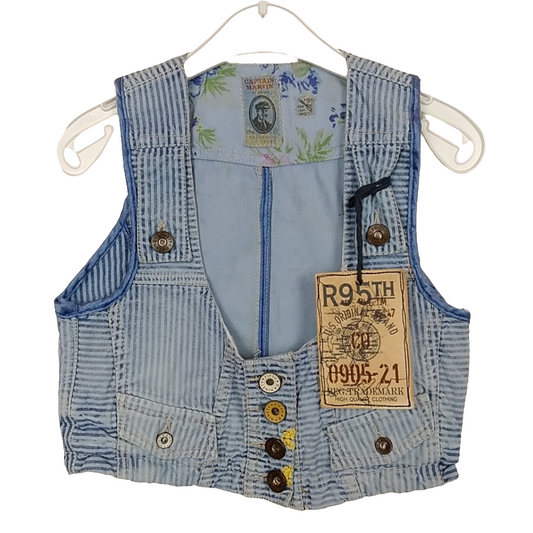 Weste-r95th-128-blau-  hellblau-gestreift-jeans - mit Original-Etikett