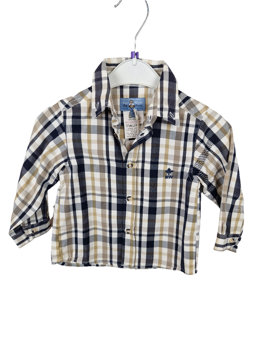 Hemd - River Woods - langarm - Button down - 86 - ocker/schwarz/weiß - kariert - mit Original-Etikett